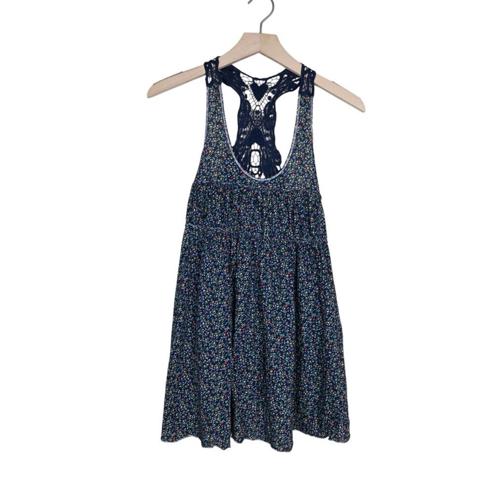 Free People Women's M Floral Ditzy Pattern Racer Back Top